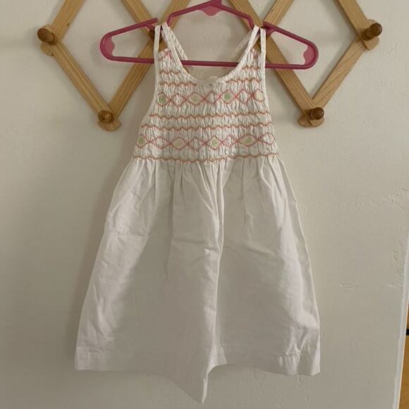 Janie and Jack Dress Girls 18 to 24 Months White Pink Sundress 100% Cotton - Picture 1 of 4